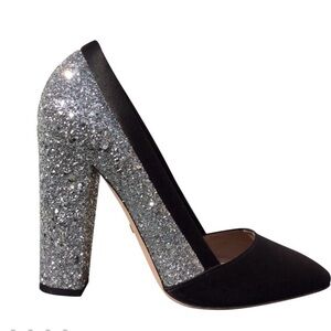 Giambattista Black and Silver Glitter Heels